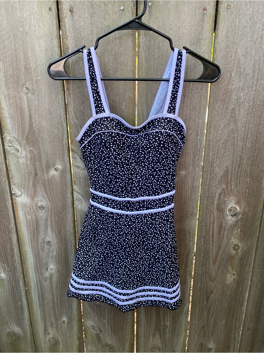 Shore Shapes Swimdress Size 8 Black & White Speckled Swim Dress Retro - Picture 2 of 7